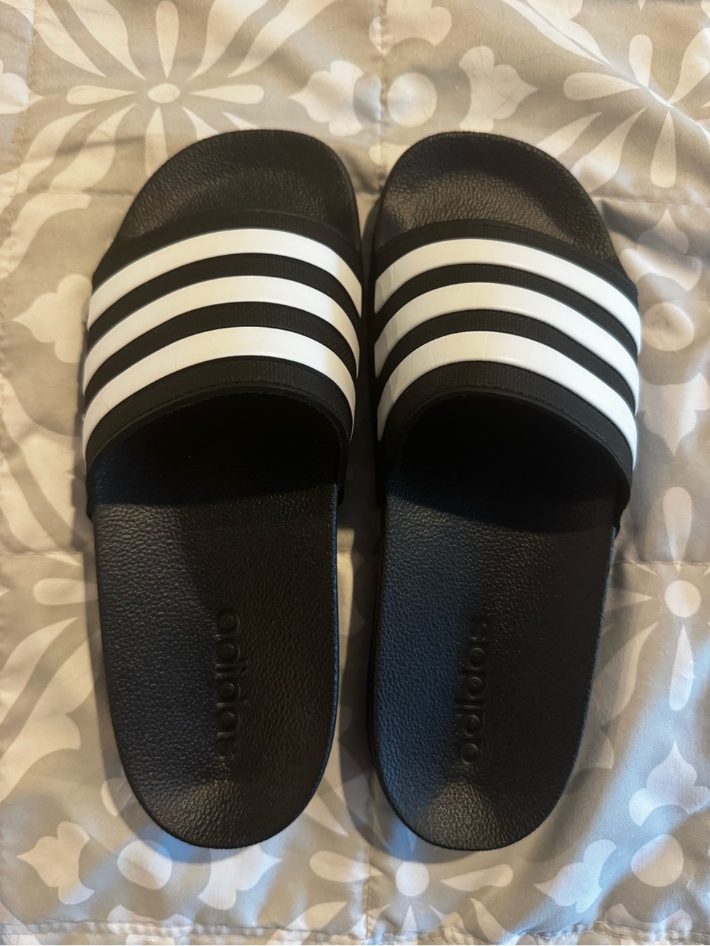 NEW adidas Kids Black and White Slide Sandals